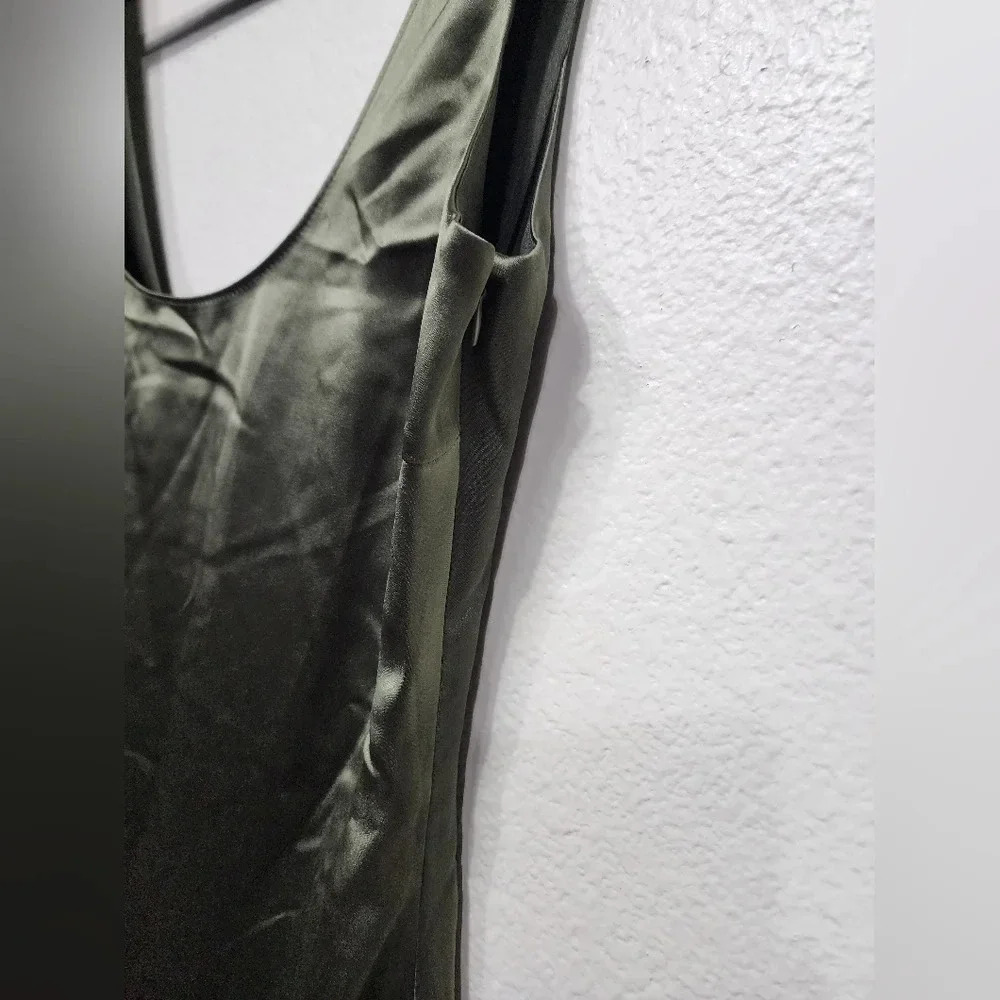 Lulus Enchanting Sophistication Olive Green Satin Mermaid Maxi Dress Party - Picture 10 of 10